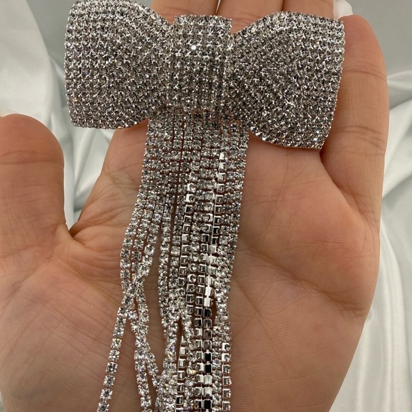 Silver Rhinestone Bow Hair Clip main image 7
